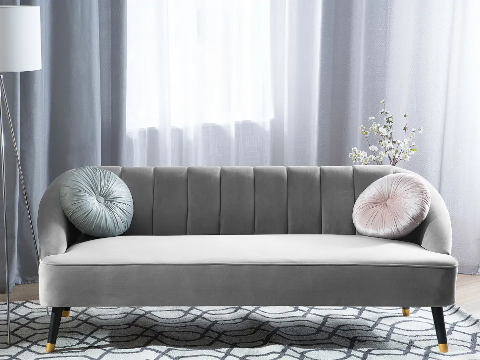 3 Seater Velvet Sofa Light Grey Alsvag