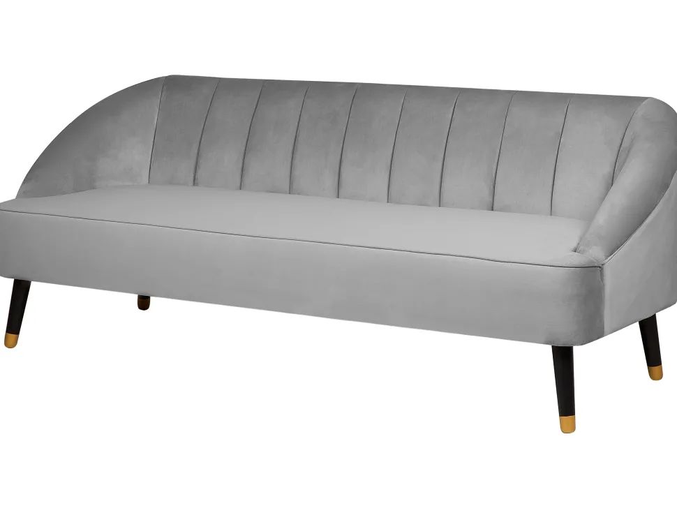 3 Seater Velvet Sofa Light Grey Alsvag