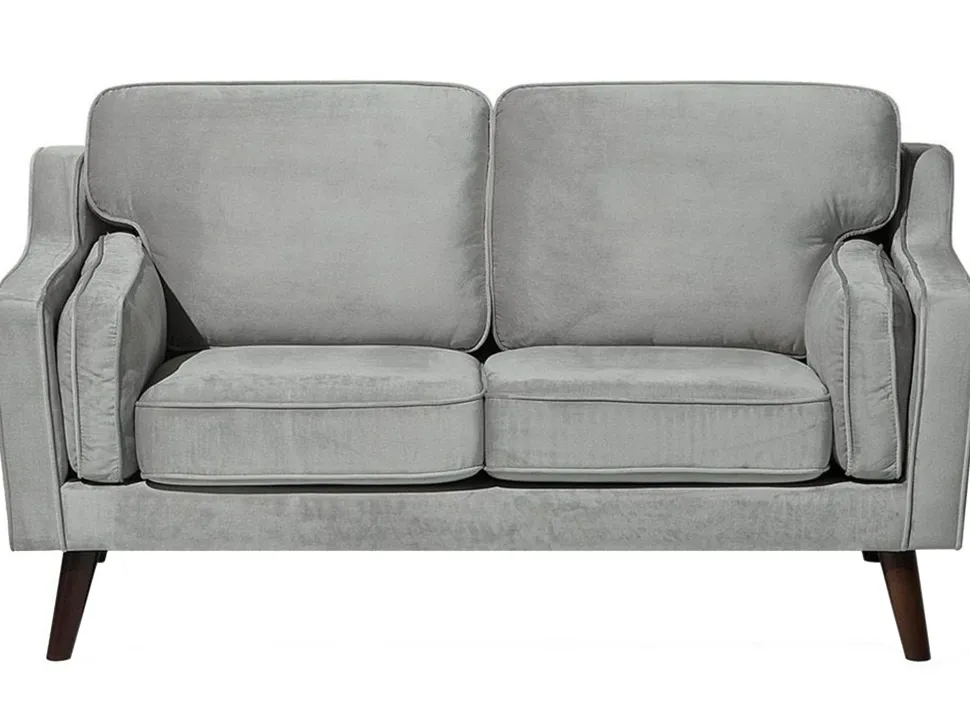 2 Seater Velvet Sofa Light Grey Lokka