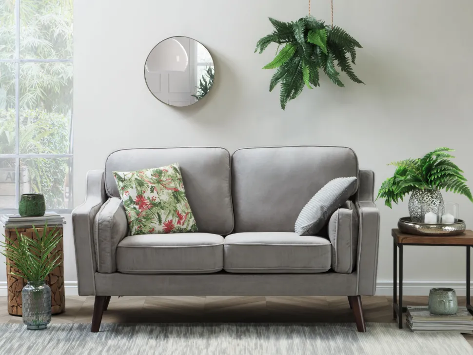 2 Seater Velvet Sofa Light Grey Lokka