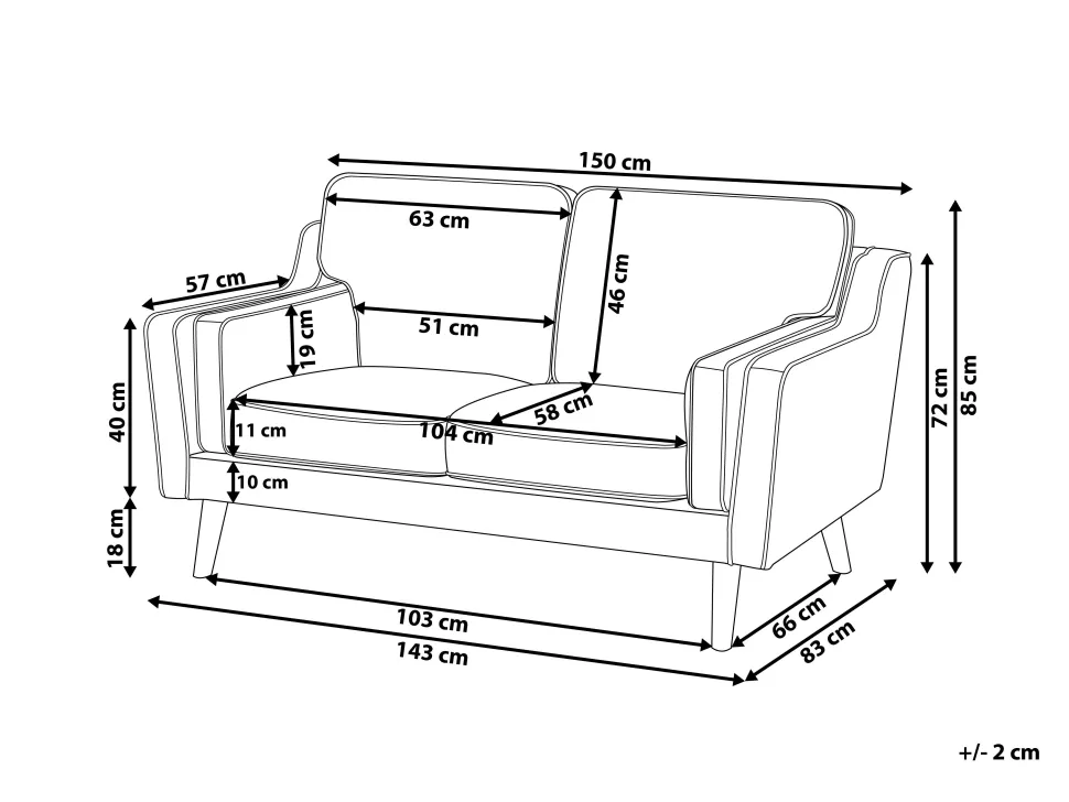 2 Seater Velvet Sofa Light Grey Lokka