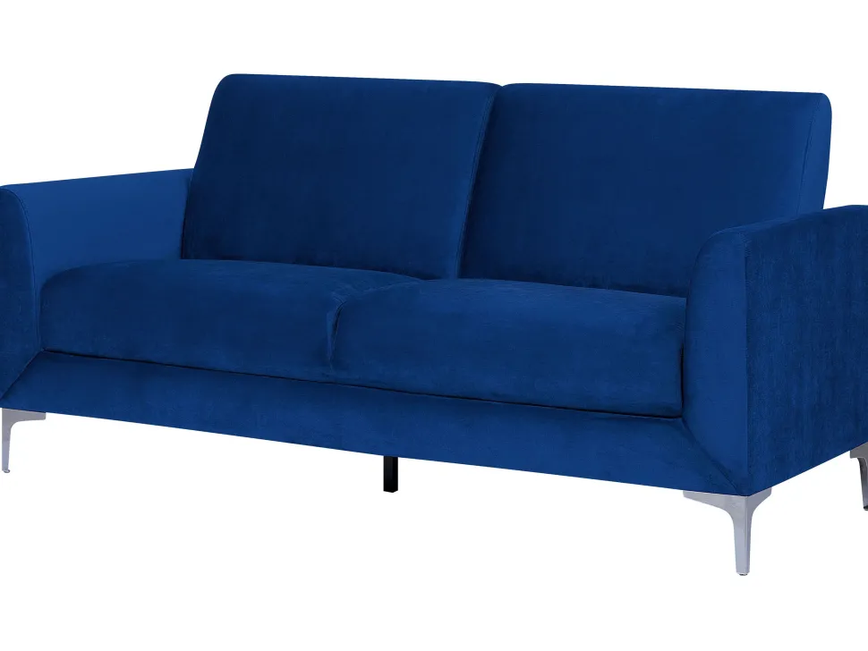3 Seater Velvet Sofa Navy Blue Fenes