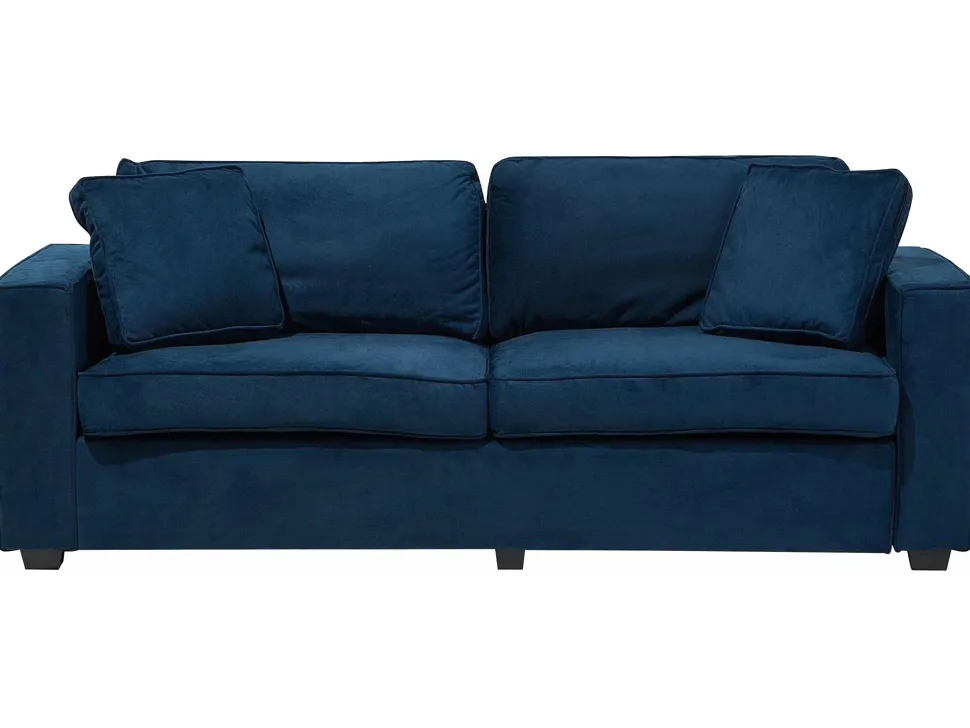 3 Seater Velvet Sofa Navy Blue Falun