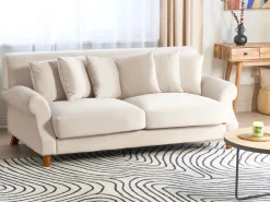 3 Seater Velvet Sofa Off-White Eike