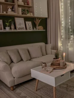 3 Seater Velvet Sofa Off-White Eike