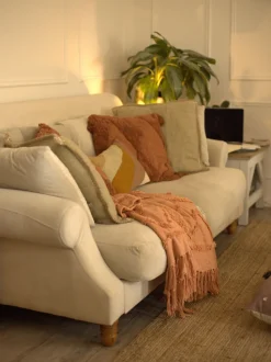 3 Seater Velvet Sofa Off-White Eike