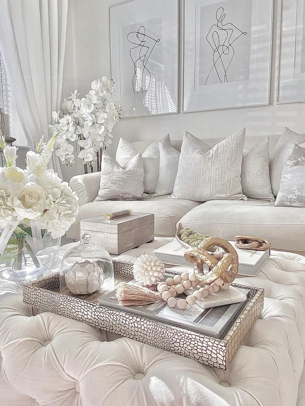 3 Seater Velvet Sofa Off-White Eike