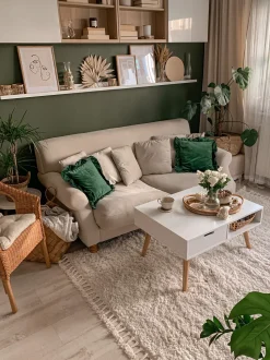 3 Seater Velvet Sofa Off-White Eike