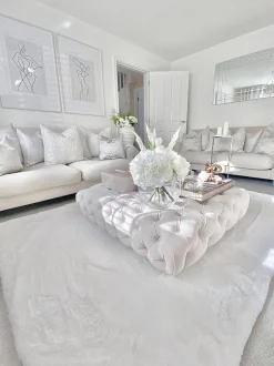 3 Seater Velvet Sofa Off-White Eike