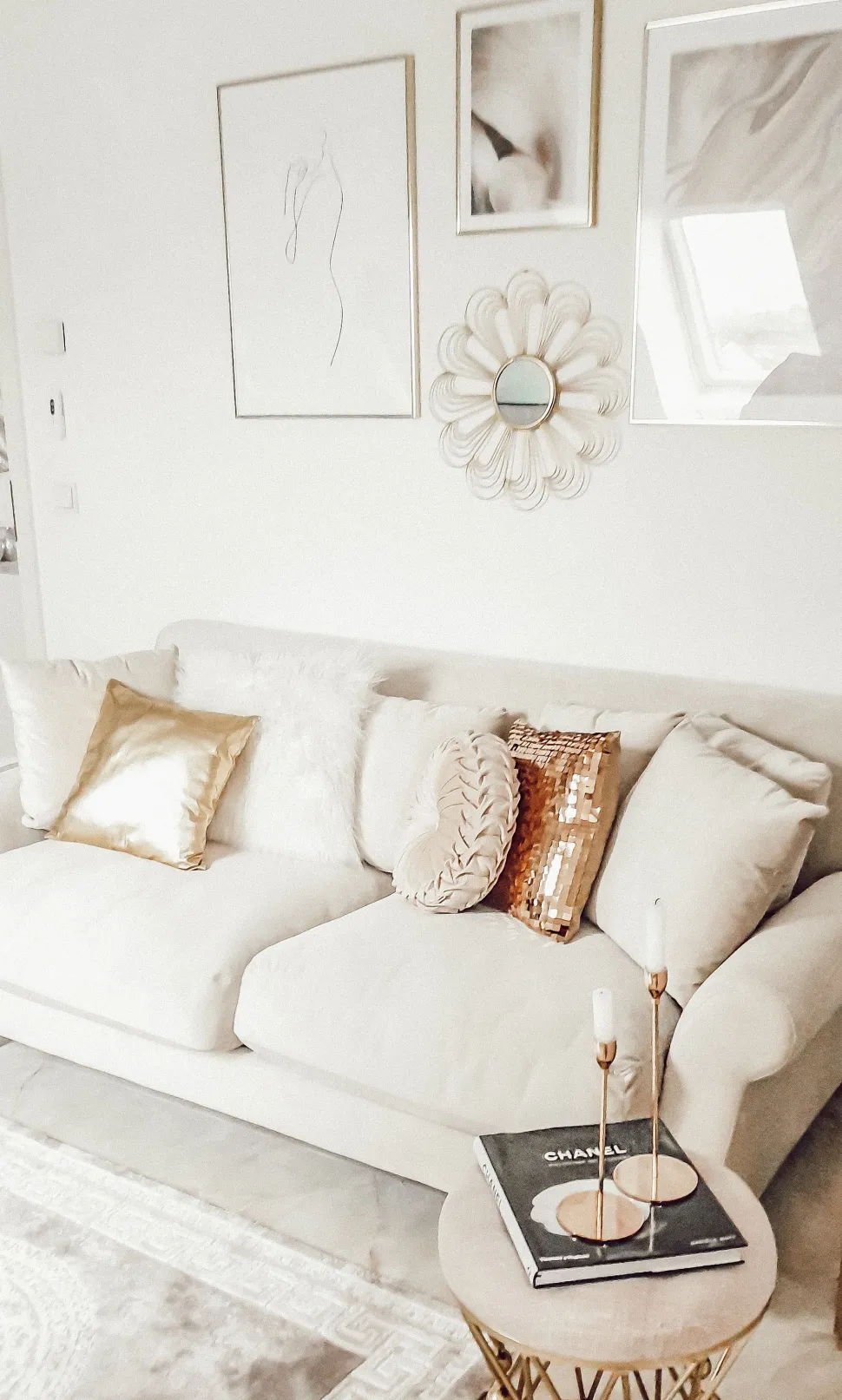 3 Seater Velvet Sofa Off-White Eike