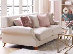 3 Seater Velvet Sofa Off-White Eike