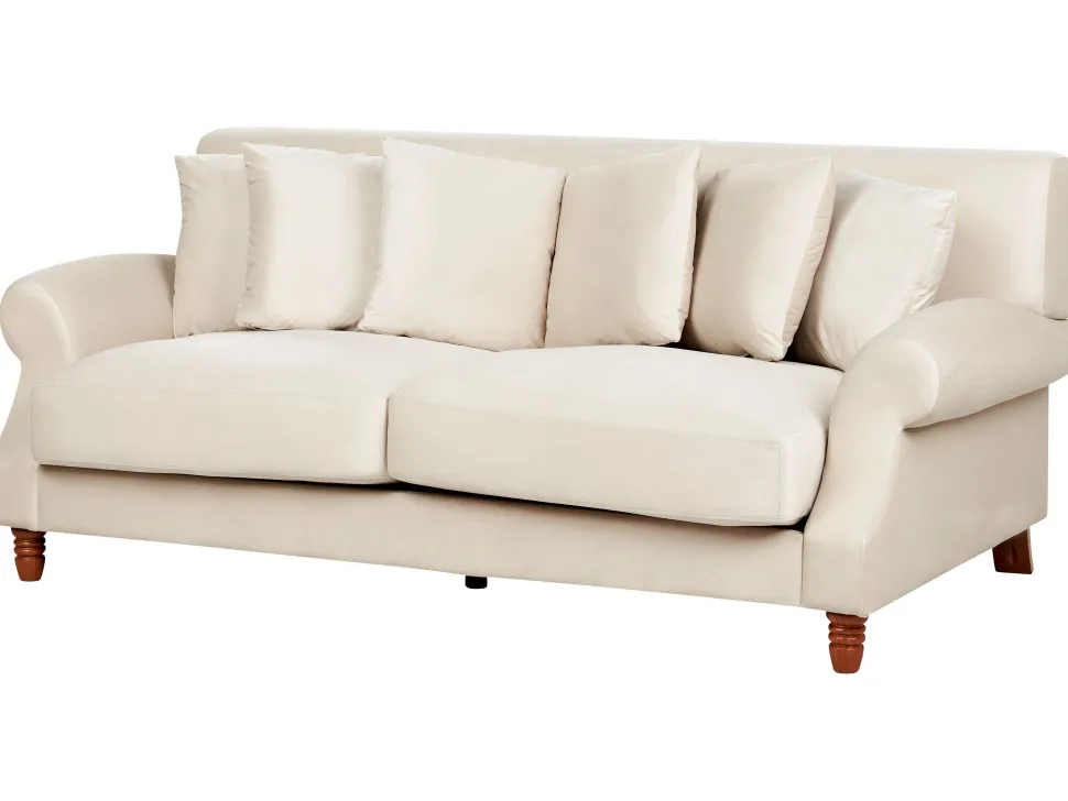 3 Seater Velvet Sofa Off-White Eike