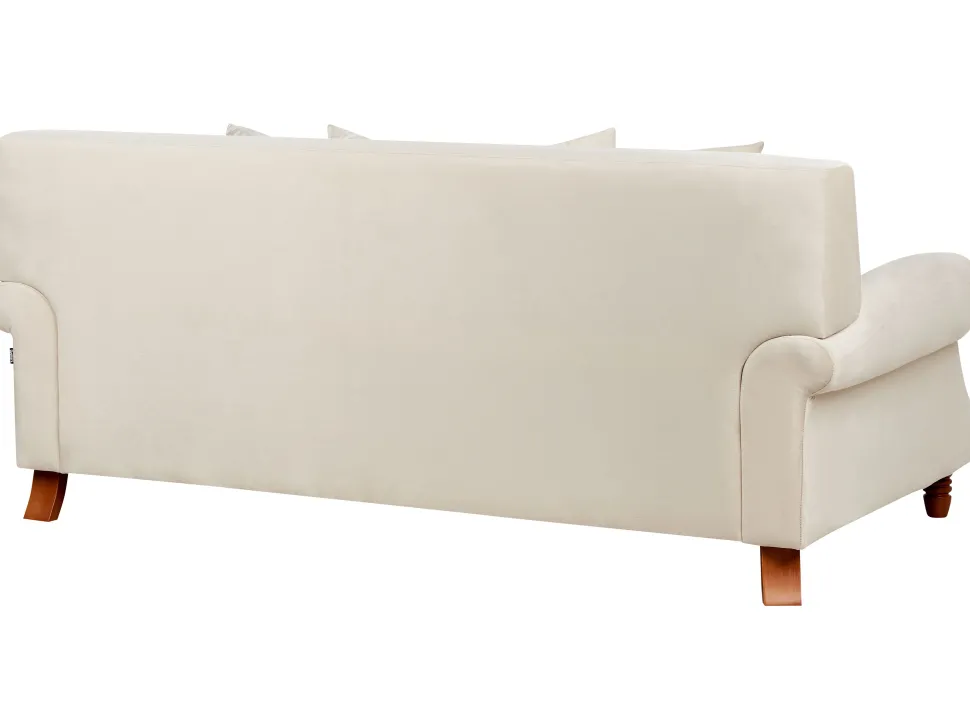 3 Seater Velvet Sofa Off-White Eike