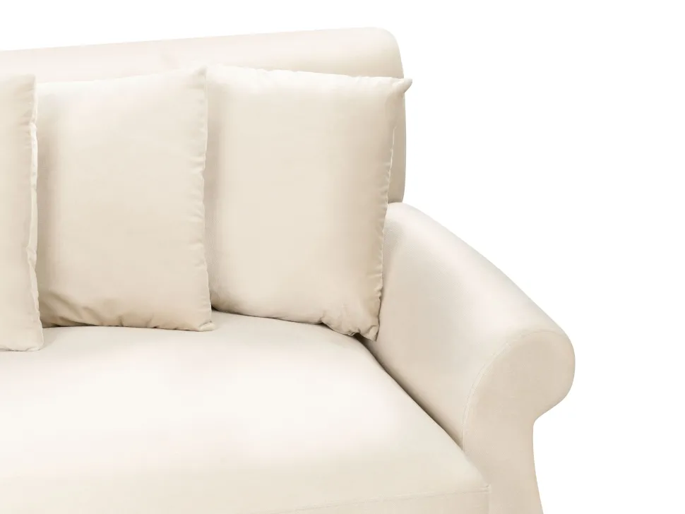 3 Seater Velvet Sofa Off-White Eike