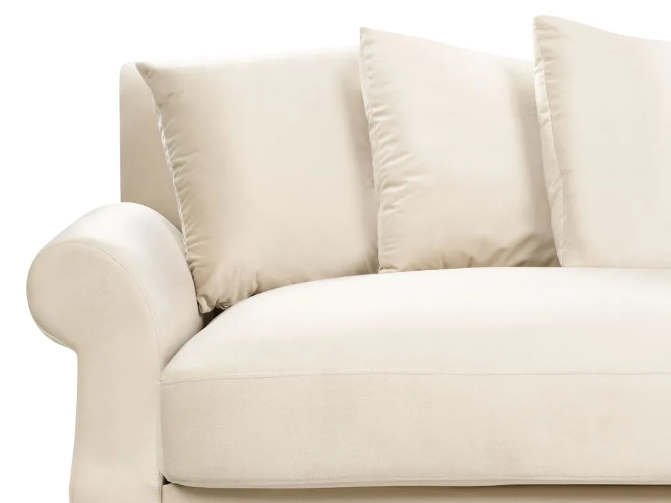 3 Seater Velvet Sofa Off-White Eike