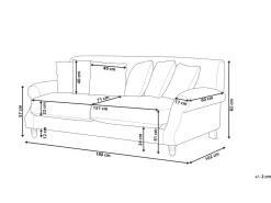 3 Seater Velvet Sofa Off-White Eike