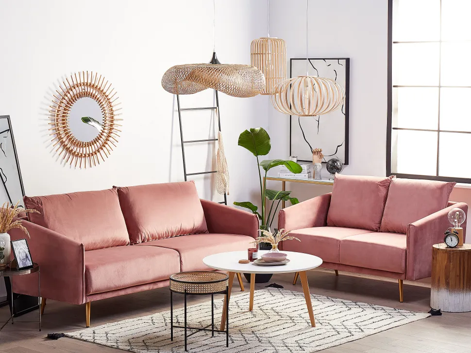 3 Seater Velvet Sofa Pink Maura