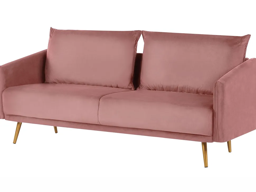 3 Seater Velvet Sofa Pink Maura