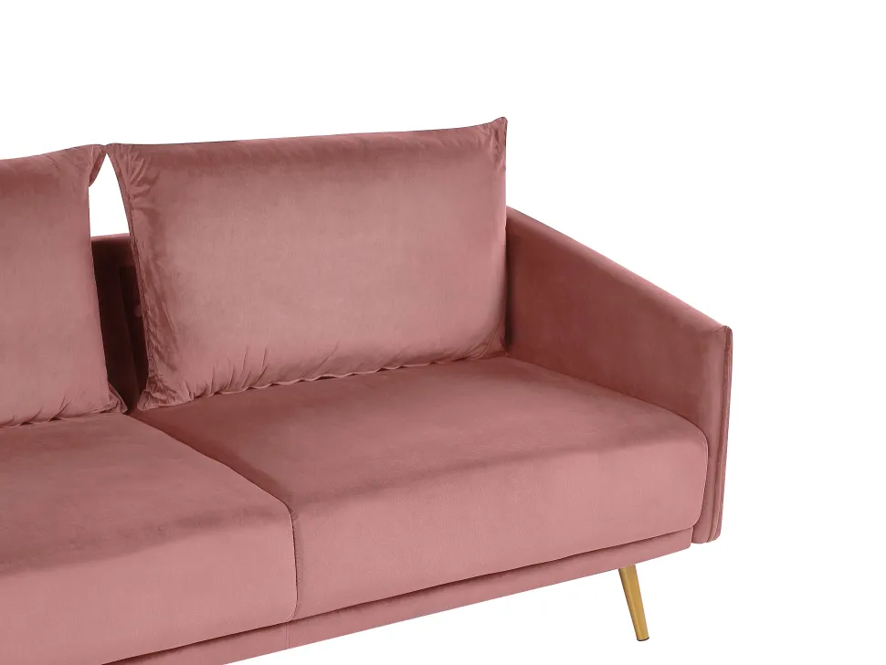 3 Seater Velvet Sofa Pink Maura