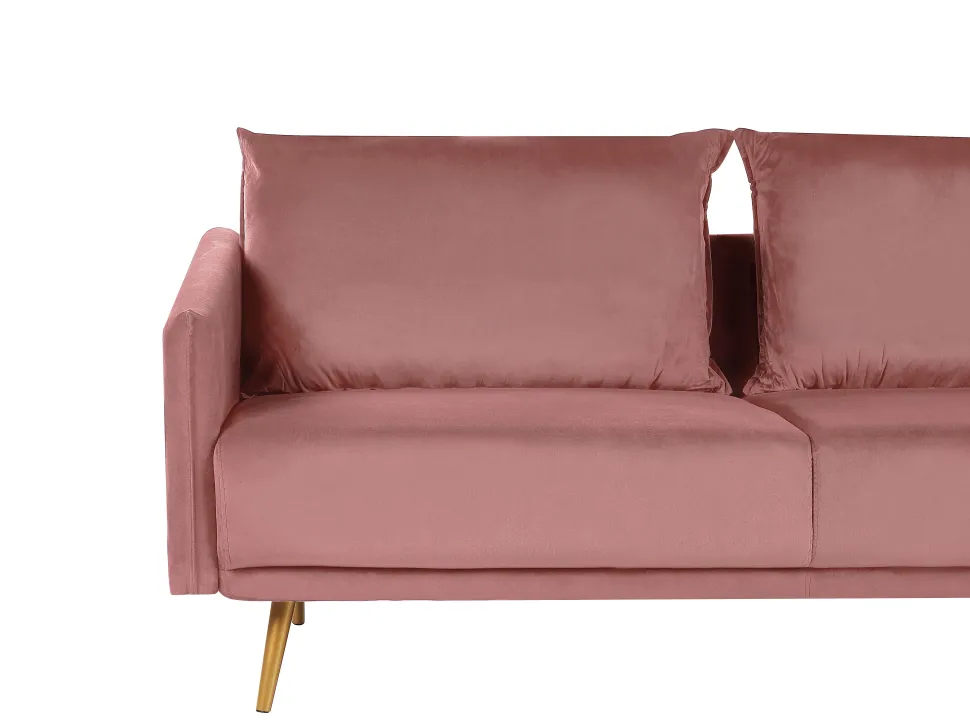 3 Seater Velvet Sofa Pink Maura