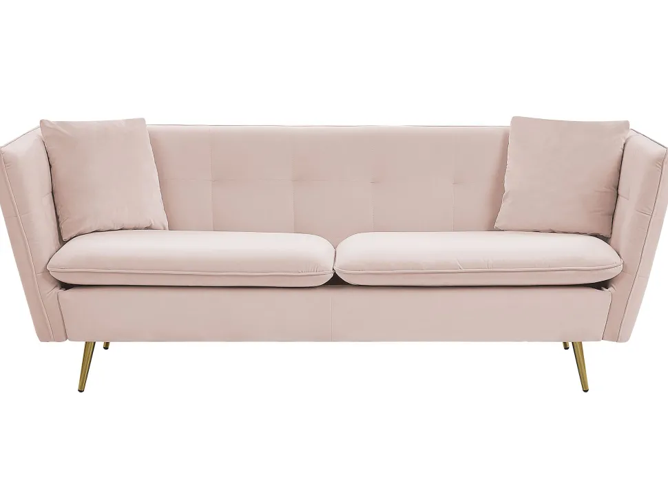 3 Seater Velvet Sofa Pink Frederica