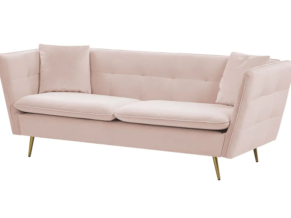 3 Seater Velvet Sofa Pink Frederica