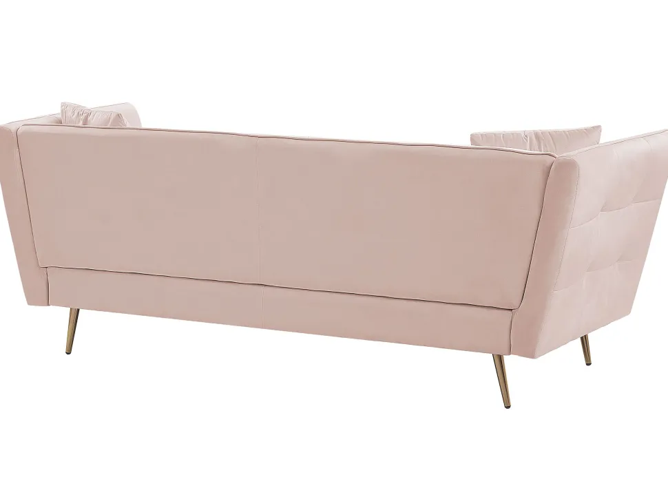 3 Seater Velvet Sofa Pink Frederica