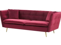 3 Seater Velvet Sofa Red Frederica