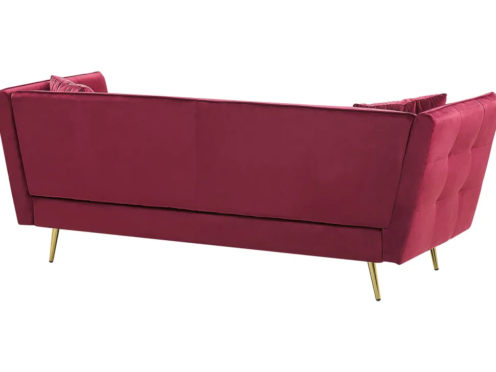 3 Seater Velvet Sofa Red Frederica