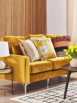 3 Seater Velvet Sofa Yellow Gavle