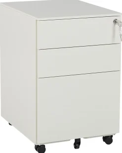 Aktenschrank Metall Cremeweis 3 Schubladen Mit Rollen Cami