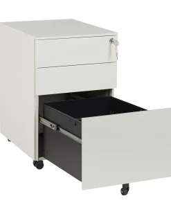 Aktenschrank Metall Cremeweis 3 Schubladen Mit Rollen Cami