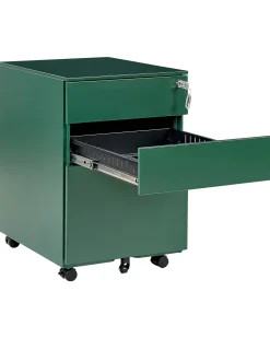Aktenschrank Metall Grun 3 Schubladen Mit Rollen Cami