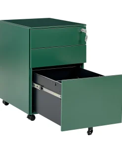 Aktenschrank Metall Grun 3 Schubladen Mit Rollen Cami
