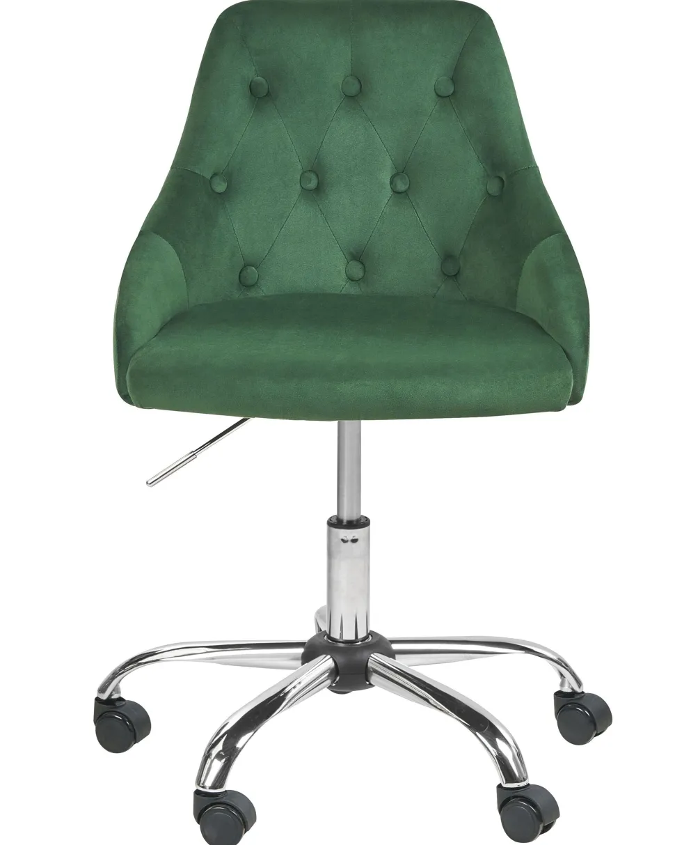 Arbeitshocker Mit Rollen Samtstoff Smaragdgrun Hohenverstellbar Parrish