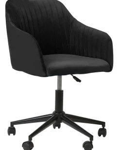 Arbeitshocker Mit Rollen Samtstoff Schwarz Hohenverstellbar Venice