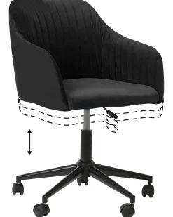 Arbeitshocker Mit Rollen Samtstoff Schwarz Hohenverstellbar Venice