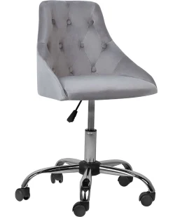 Arbeitshocker Mit Rollen Samtstoff Grau Hohenverstellbar Parrish
