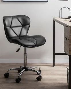Arbeitshocker Mit Rollen Kunstleder Schwarz Hohenverstellbar Valetta