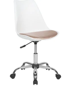 Arbeitshocker Mit Rollen Kunstleder Weis / Gold Hohenverstellbar Dakota Ii