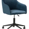 Arbeitshocker Mit Rollen Samtstoff Blau Hohenverstellbar Venice