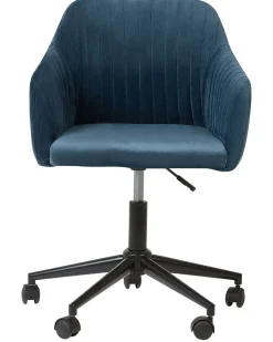 Arbeitshocker Mit Rollen Samtstoff Blau Hohenverstellbar Venice