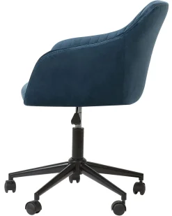 Arbeitshocker Mit Rollen Samtstoff Blau Hohenverstellbar Venice