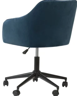 Arbeitshocker Mit Rollen Samtstoff Blau Hohenverstellbar Venice