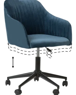 Arbeitshocker Mit Rollen Samtstoff Blau Hohenverstellbar Venice