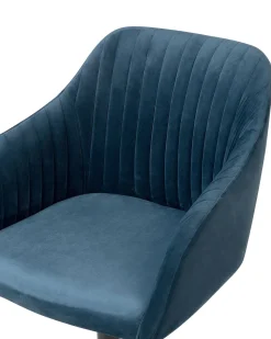 Arbeitshocker Mit Rollen Samtstoff Blau Hohenverstellbar Venice