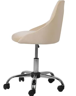 Arbeitshocker Mit Rollen Samtstoff Beige Hohenverstellbar Parrish