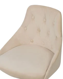 Arbeitshocker Mit Rollen Samtstoff Beige Hohenverstellbar Parrish