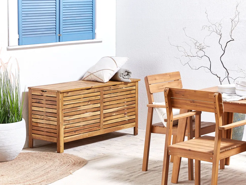 Auflagenbox Akazienholz Hellbraun 130 X 48 Cm Riviera