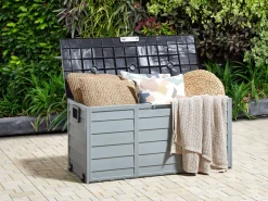 Auflagenbox Kunststoff Beige / Schwarz 112 X 50 Cm Locarno